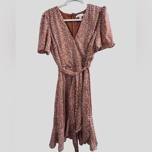 She + Sky Rust and White Patterned Dress